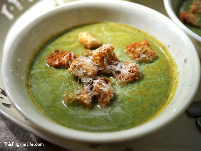 not just a soup with a dash of broccoli to go along with the heaps of milk and cheese. The broccoli is the star, and the green is boosted by the addition of 