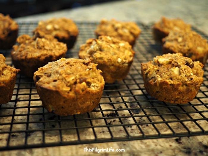 Healthy and delicious apple muffins naturally sweetened with honey, applesauce, and chopped dates! 