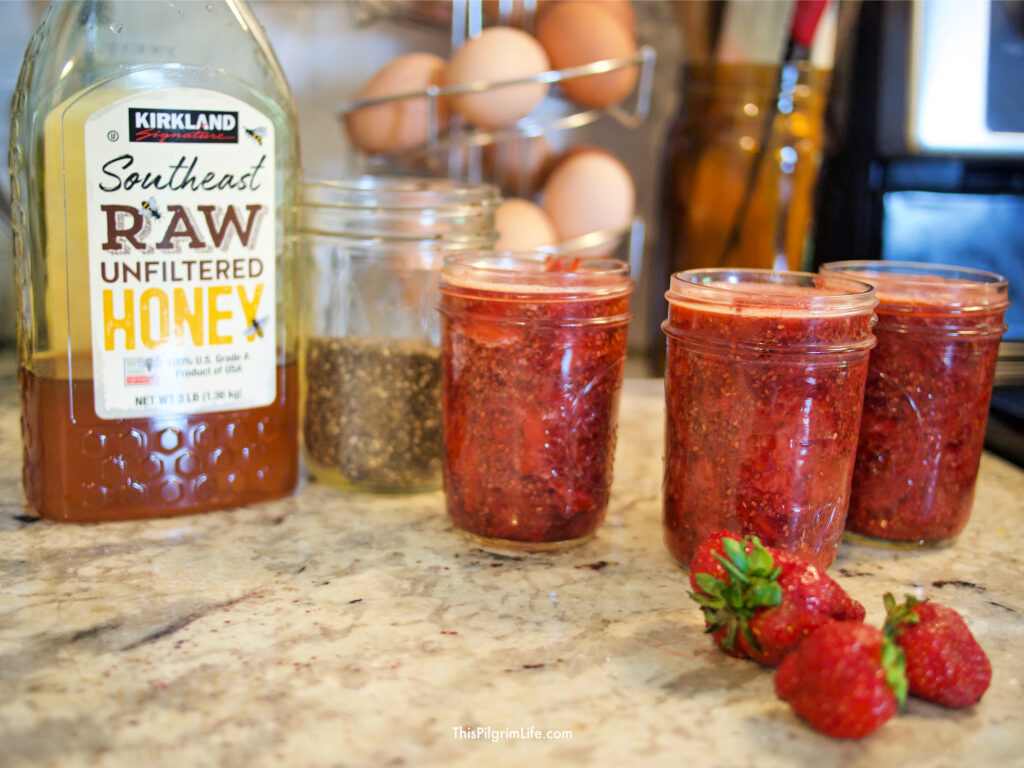 Chia seed jam is so quick and easy to make, is super healthy, and so tasty too!  Only three ingredients and fifteen minutes!