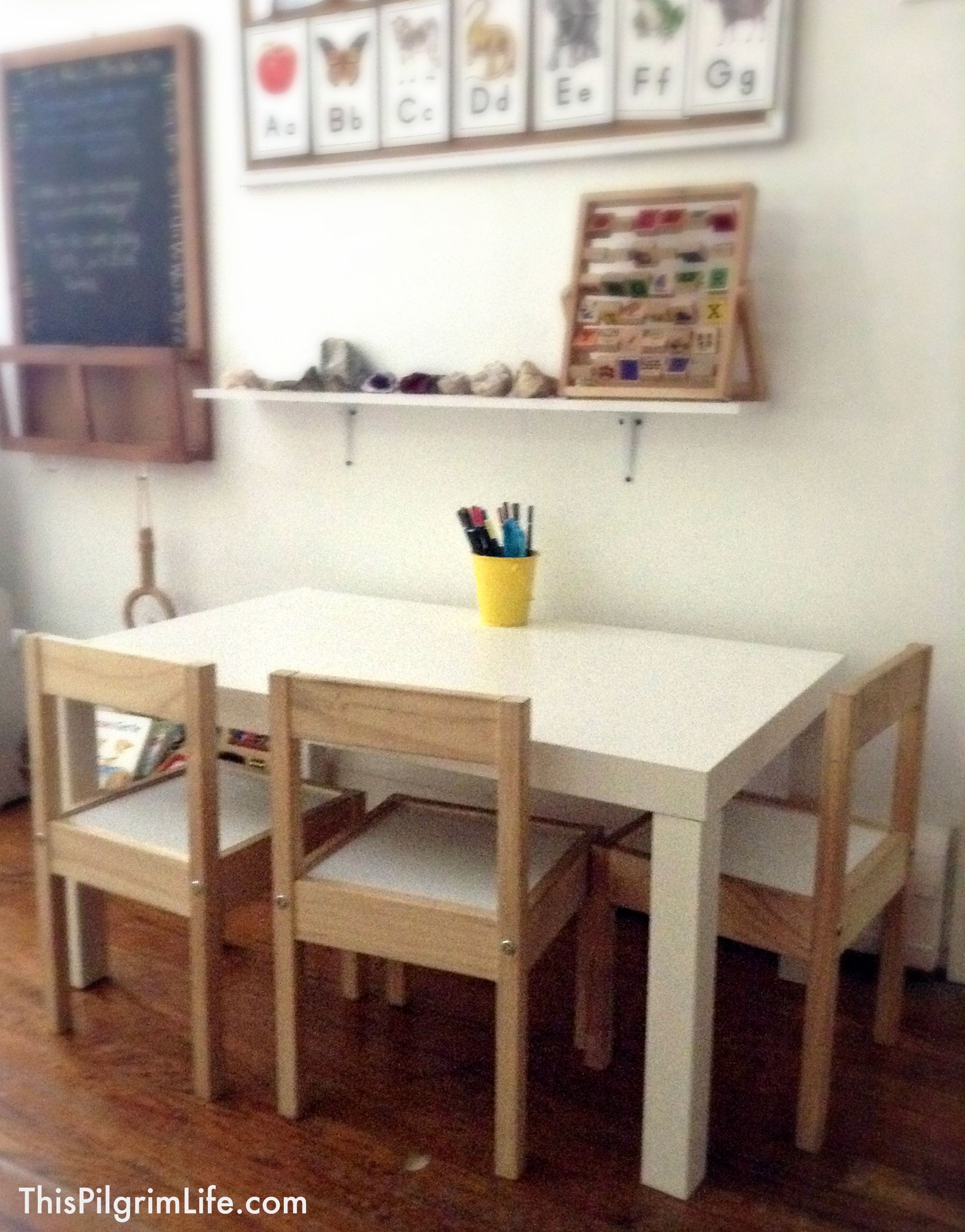 Cutest little homeschool nook in the dining room!