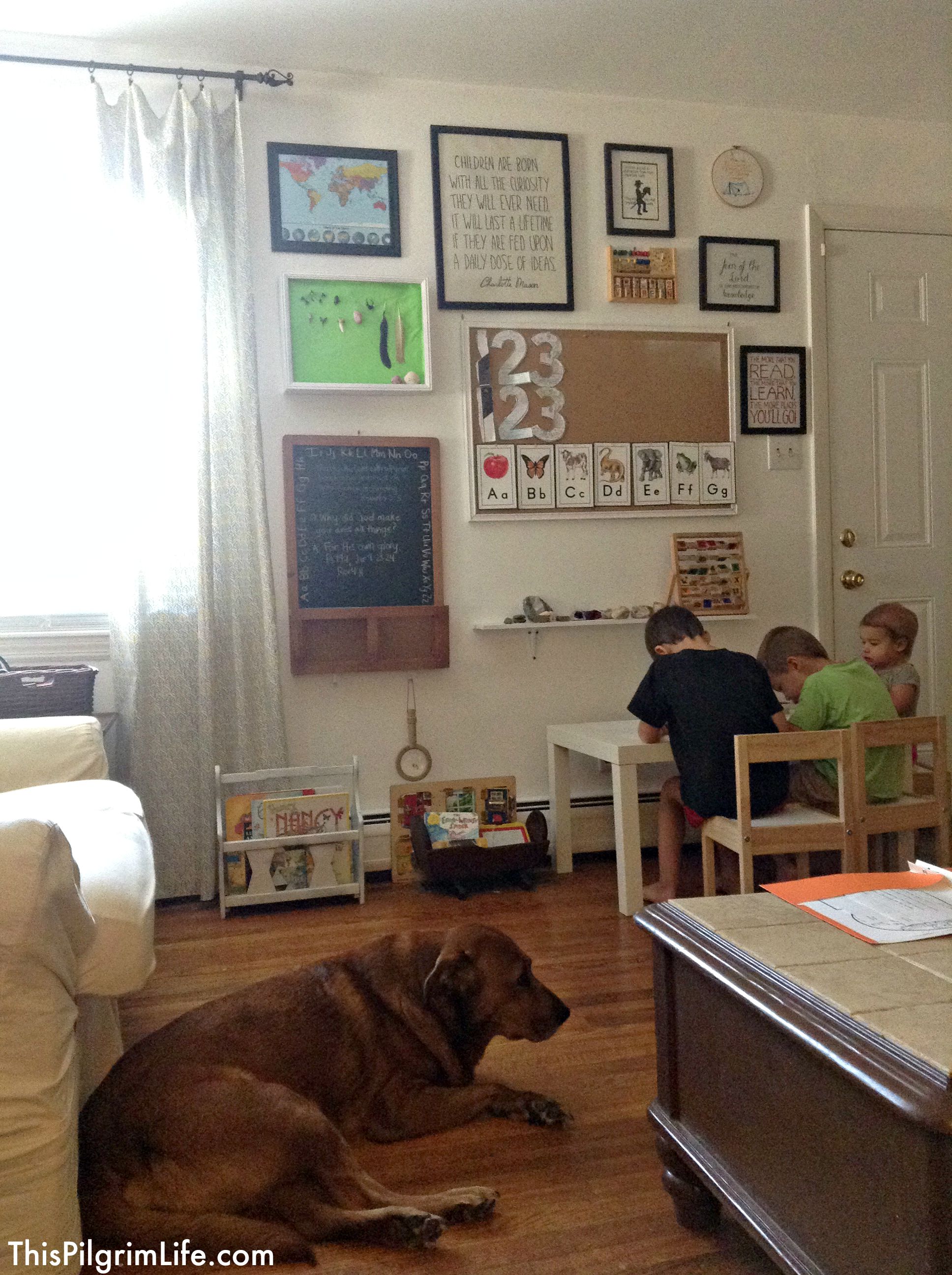 Cutest little homeschool nook in the dining room!