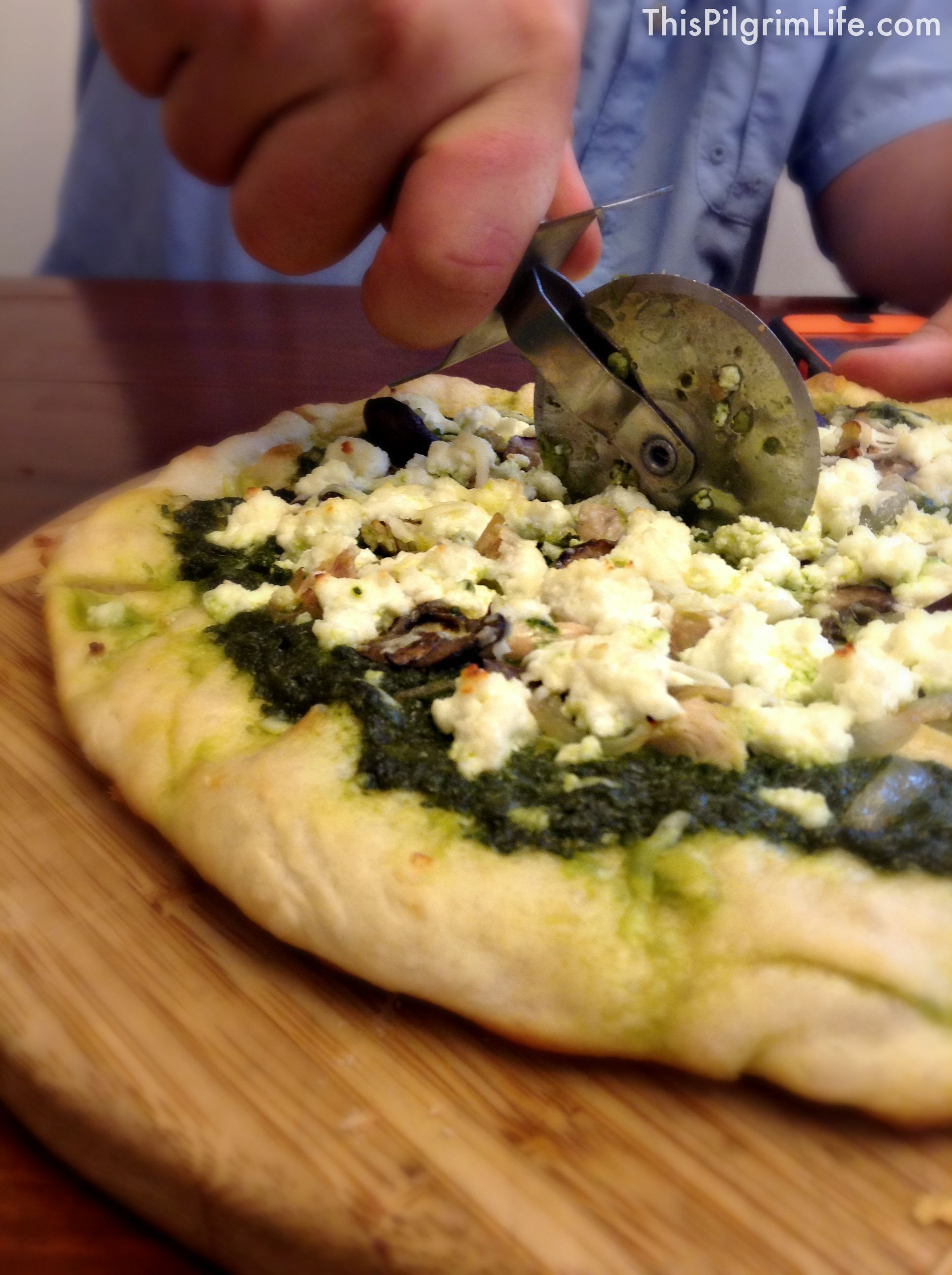 I LOVE homemade pizza, especially when it can be made quickly with ingredients I already have on hand like this pesto pizza! 