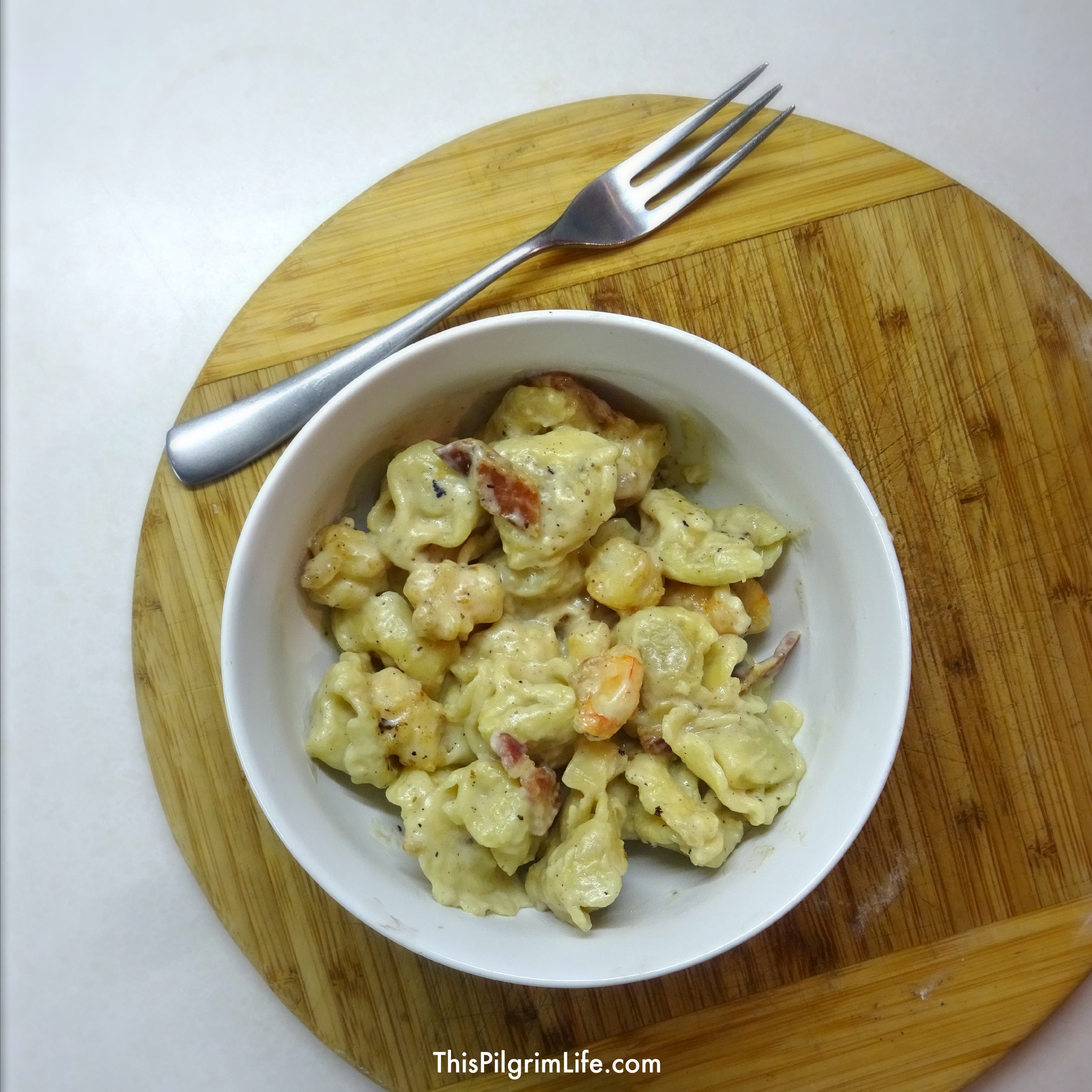 30 Minute Tortellini with Shrimp and Bacon