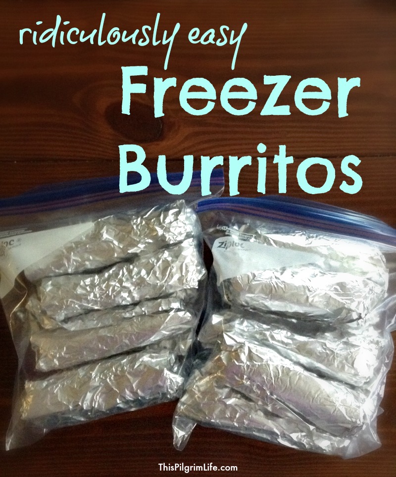 Freezer burritos filled with black beans, rice, salsa, cheese and more!