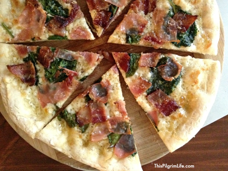 Garlic Infused Olive Oil Pizza with Prosciutto and Bacon