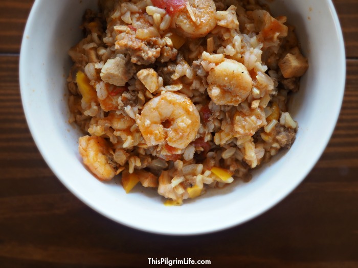 Spicy jambalaya with shrimp and sausage is so easy to make in an Instant Pot! 
