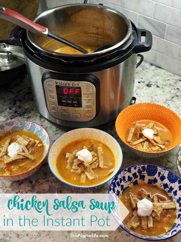 Coupled with frozen chicken breasts*, canned tomatoes, chicken broth, and a handful of other kitchen stapes, chicken salsa soup is very much a no-fuss recipe.