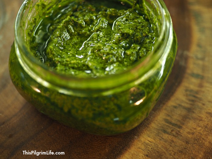 You can make a delicious and nutritious pesto sauce with kitchen staples in just 5 minutes! Use it on bread, pizza, pasta, and more! 