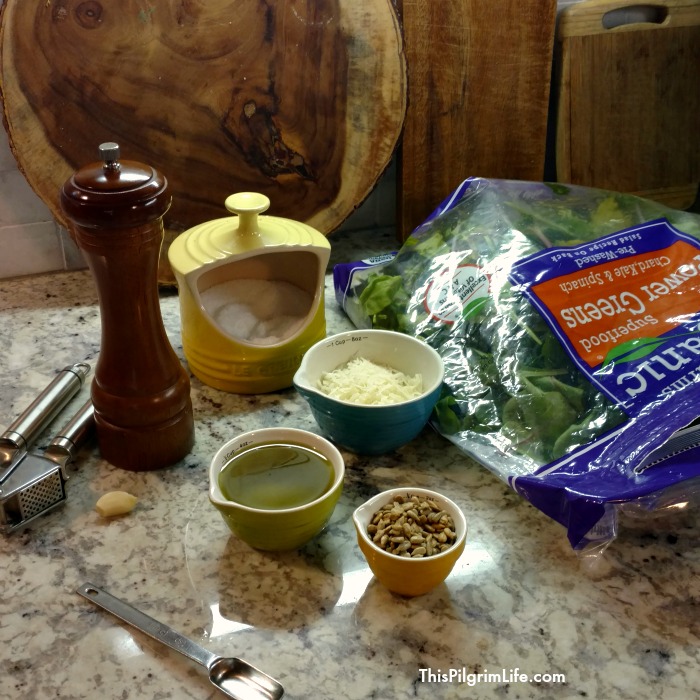 You can make a delicious and nutritious pesto sauce with kitchen staples in just 5 minutes! Use it on bread, pizza, pasta, and more! 