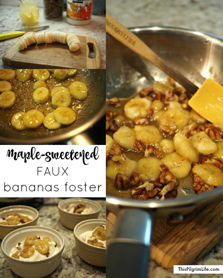 Enjoy this classic dessert without the processed sugar or the fuss of bothering with a flame! This maple-sweetened faux bananas foster is incredibly quick and easy to make! 