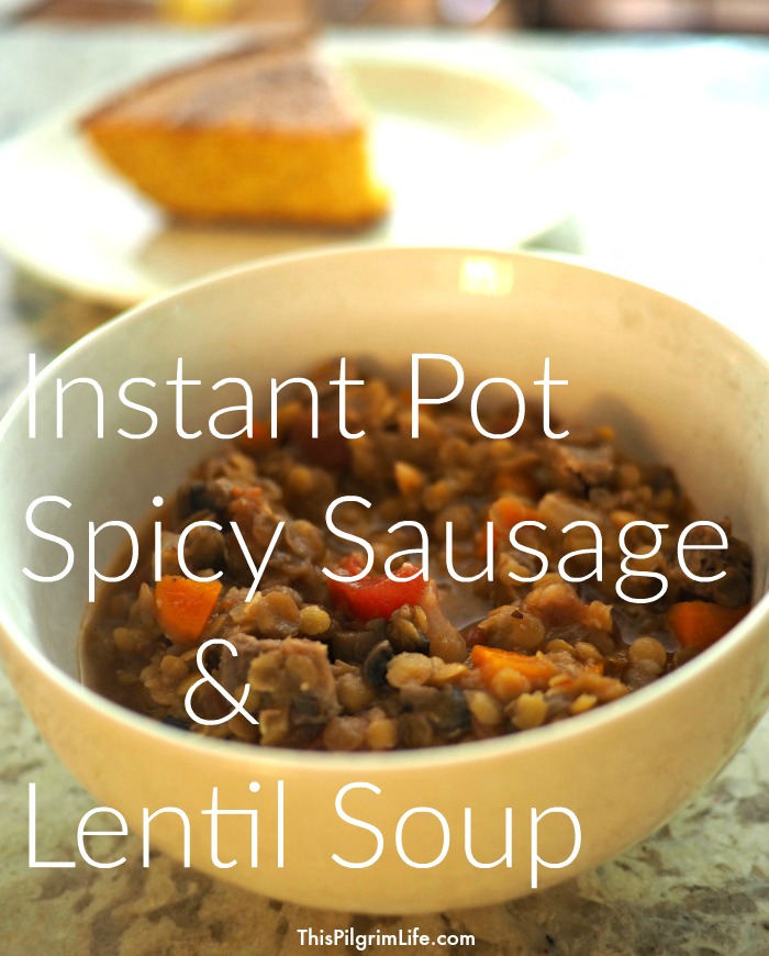 This Instant Pot spicy sausage and lentil soup is intense and hearty, made with andouille sausage, lentils, and chopped vegetables, Plus, it is quick and easy to make in your Instant Pot!