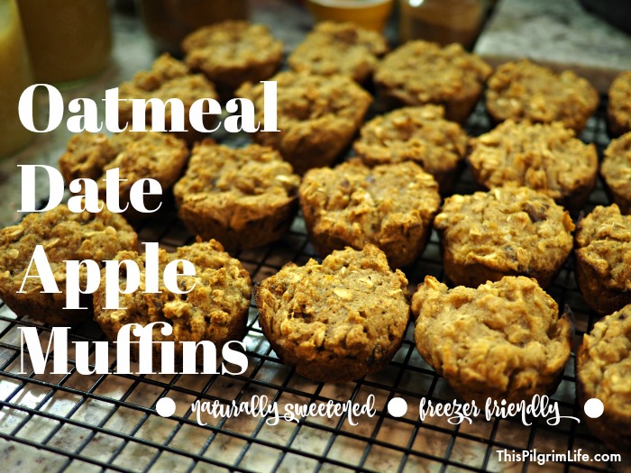 Healthy and delicious apple muffins naturally sweetened with honey, applesauce, and chopped dates! 