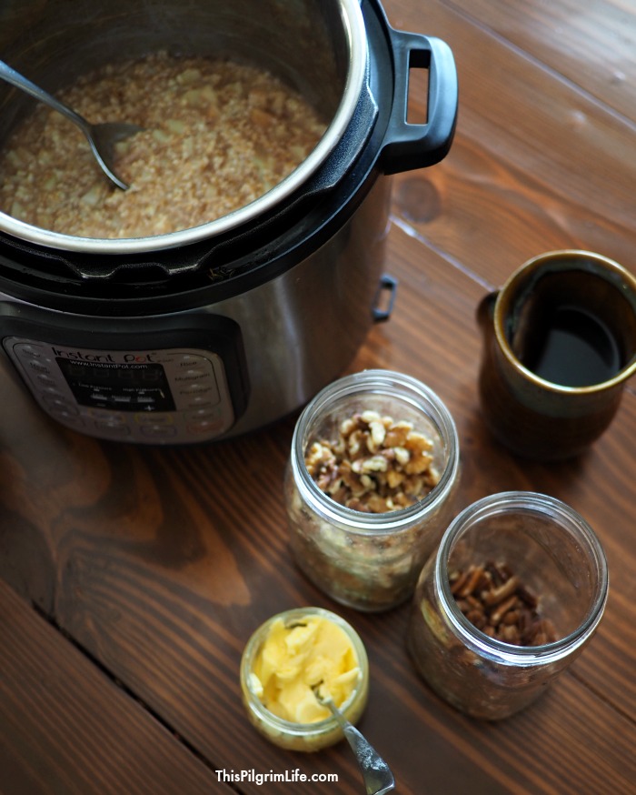 Steel cut oats in the Instant Pot are so easy to prepare and make a wonderfully warm and filling breakfast! Give plain oats a fragrant, sweet twist with spices and chopped apples!