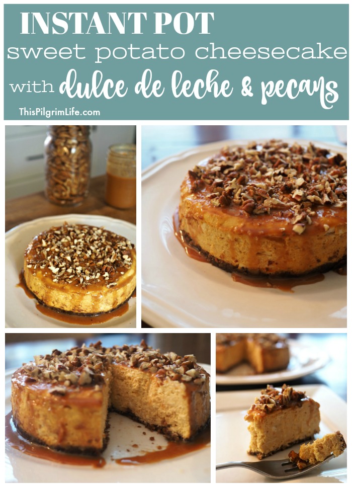Instant Pot Sweet Potato Cheesecake with Dulce de Leche and Pecans