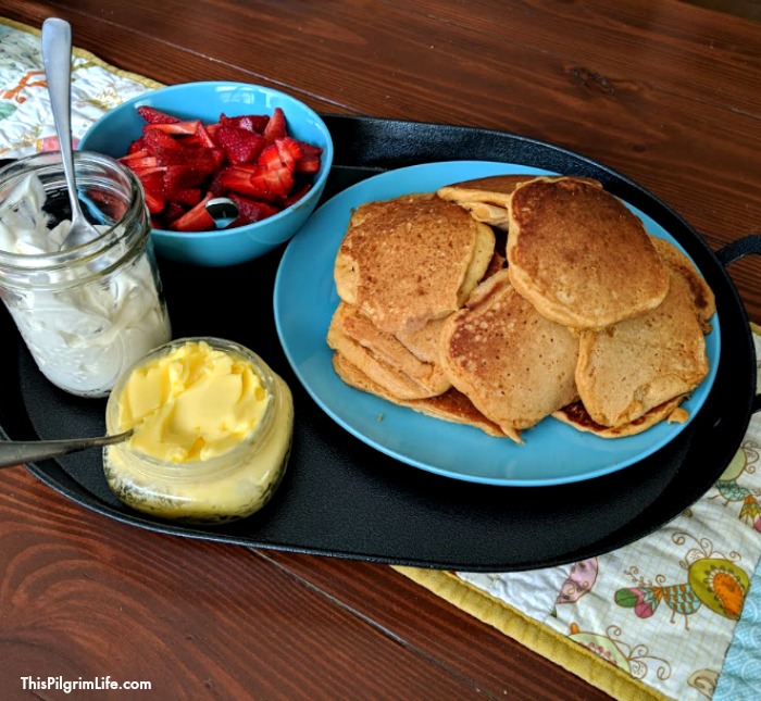 This is one pancake recipe you want to have in your back pocket! It's super easy and so versatile. Serve them with butter and maple syrup, fresh fruit and whipped cream, throw in some blueberries...the options are endless! 