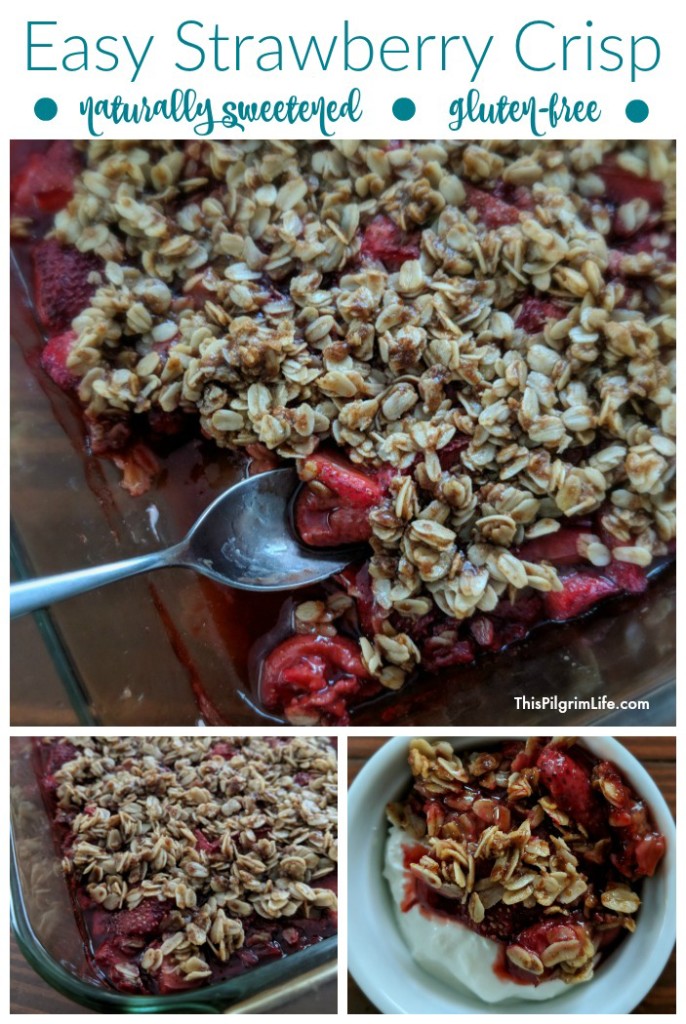 A recipe for an easy strawberry crisp, made with natural sweeteners and gluten-free ingredients. Perfect with homemade yogurt, fresh whipped cream, or a small bowl of ice cream! 