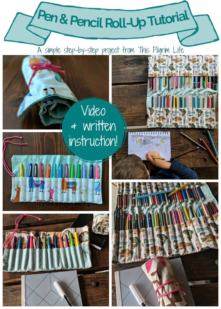 Keep pens, colored pencils, and crayons organized and easy to use with a fun pencil roll up! Find both video and written instructions for this simple sewing project.