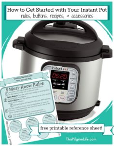 Figuring out how to get started with your Instant Pot can be intimidating-- which is why many people just leave it in the box! This easy-to-follow beginners Instant Pot guide will help you understand all those buttons, learn the most important rules about pressure cooking, give you five EASY recipes to try first, and more. 