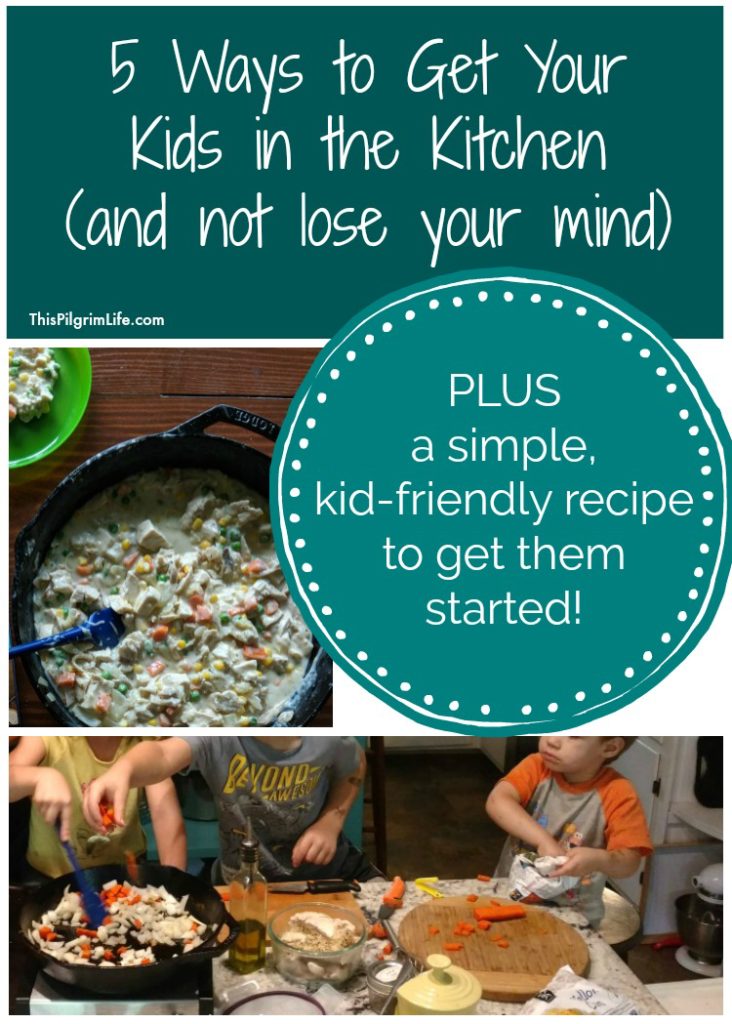 Teaching your kids to cook is a great goal, but actually getting your kids in the kitchen can be overwhelming and you wonder where to even start! Here are five practical ways to get your kids involved (and learning) in making meals in your home.