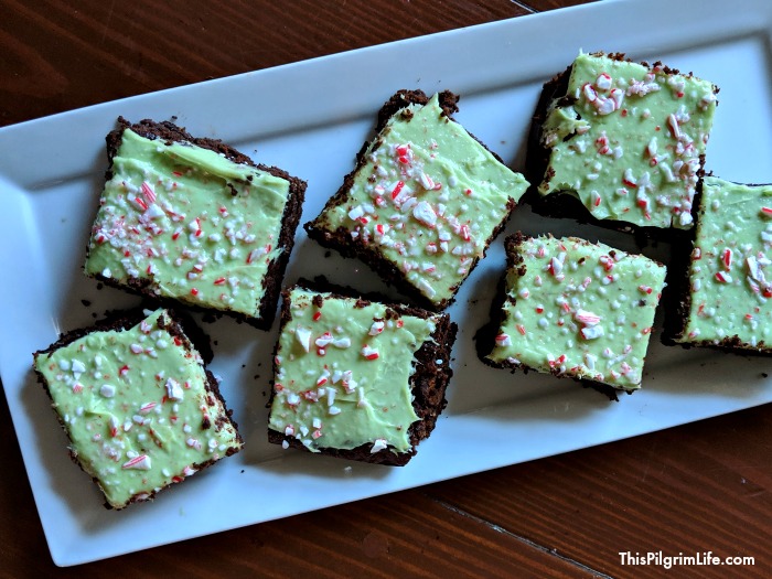 Homemade (from scratch) dark chocolate brownies with a sweet peppermint icing. Making brownies from scratch is so easy, you'll never need to go back to the boxed mixes! 