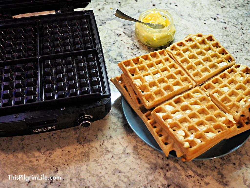 Perfect homemade waffles from scratch, ready for a delicious Saturday morning breakfast!