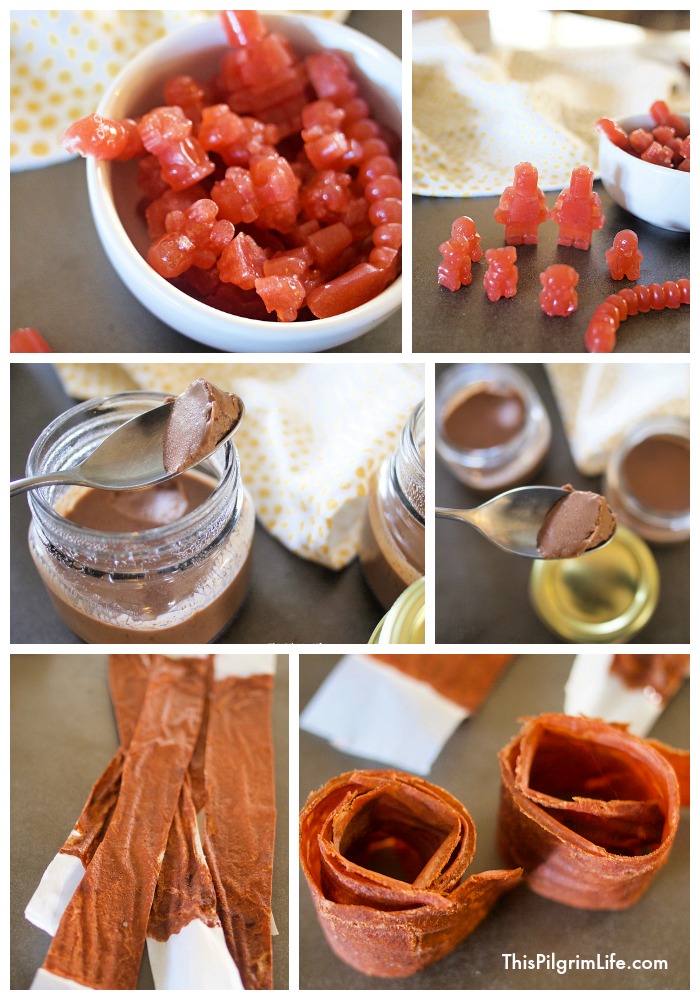 Three healthy and easy recipes for homemade chewy gummies, dairy-free chocolate pudding, and real fruit and vegetable strips. 