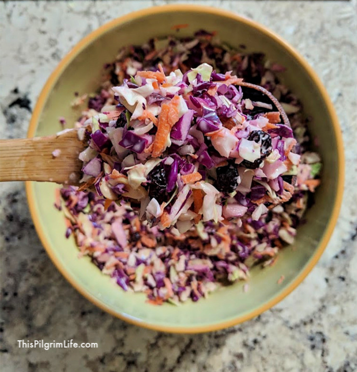 Coleslaw is a summer staple at cookouts and potlucks. This rainbow coleslaw is a fresh take on a common recipe-- the perfect combination of tangy, crisp and sweet! 