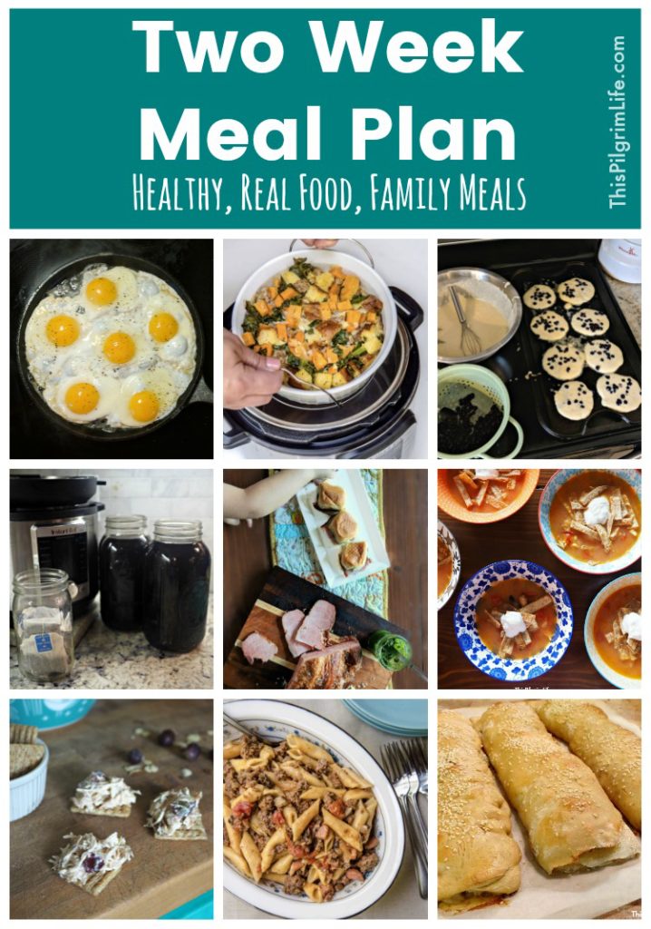 Here's our meal plan for breakfasts, lunches, & dinners for the next two weeks! 