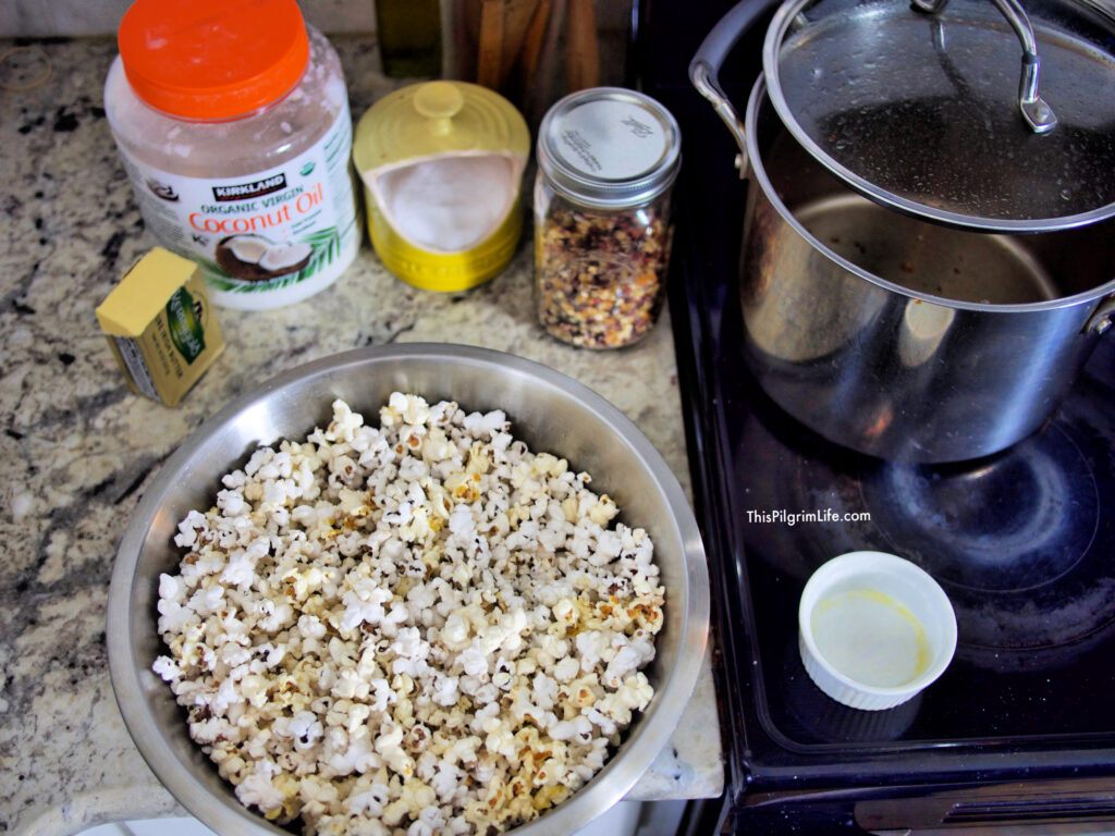 We love making stovetop popcorn at our house! It's so easy once you learn a few tricks. Here's a simple method to get perfectly popped popcorn!
