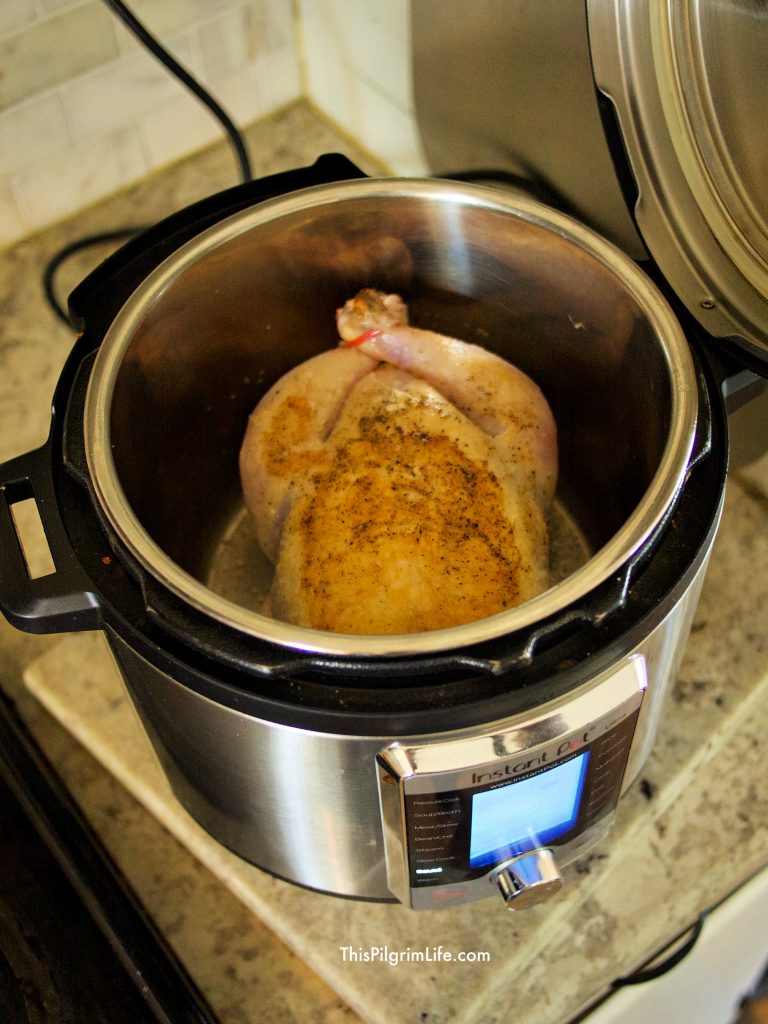 The Instant Pot makes it so easy to cook a delicious, juicy whole chicken! This recipe is simple and versatile-- use your favorite seasoning blend and enjoy it right away, or season with salt and pepper so you can save the meat to use for meals during the week. Making Instant Pot whole chicken is one of the most convenient ways to save time and money in the kitchen!