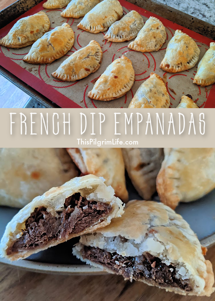 These French dip empanadas are perfect savory pockets of meat and cheese, wrapped in a buttery, flaky crust. So good!
