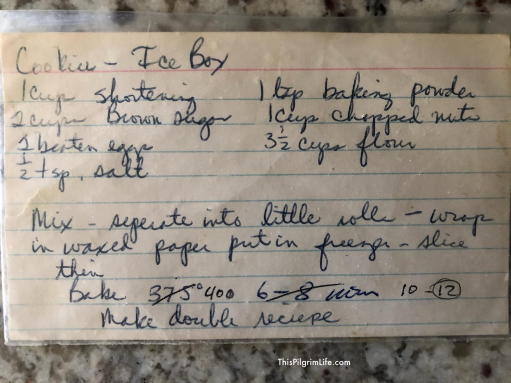 Handwritten recipe card from my mother-in-law. 