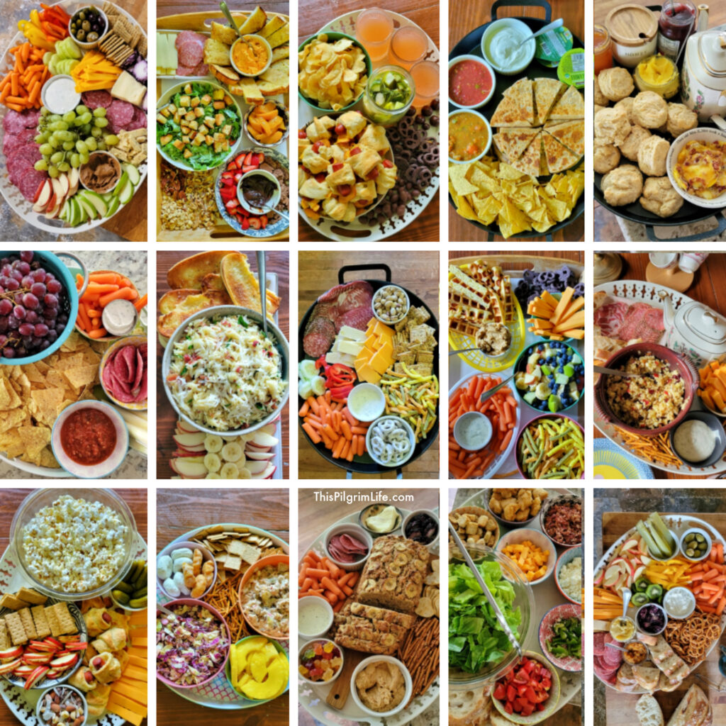 This method of serving lunch is a favorite for quick and easy lunches with endless variations! Here are more than 50 of our regular additions to lunch trays, along with a printable reference sheet to help you with ideas when you're putting together your trays. 