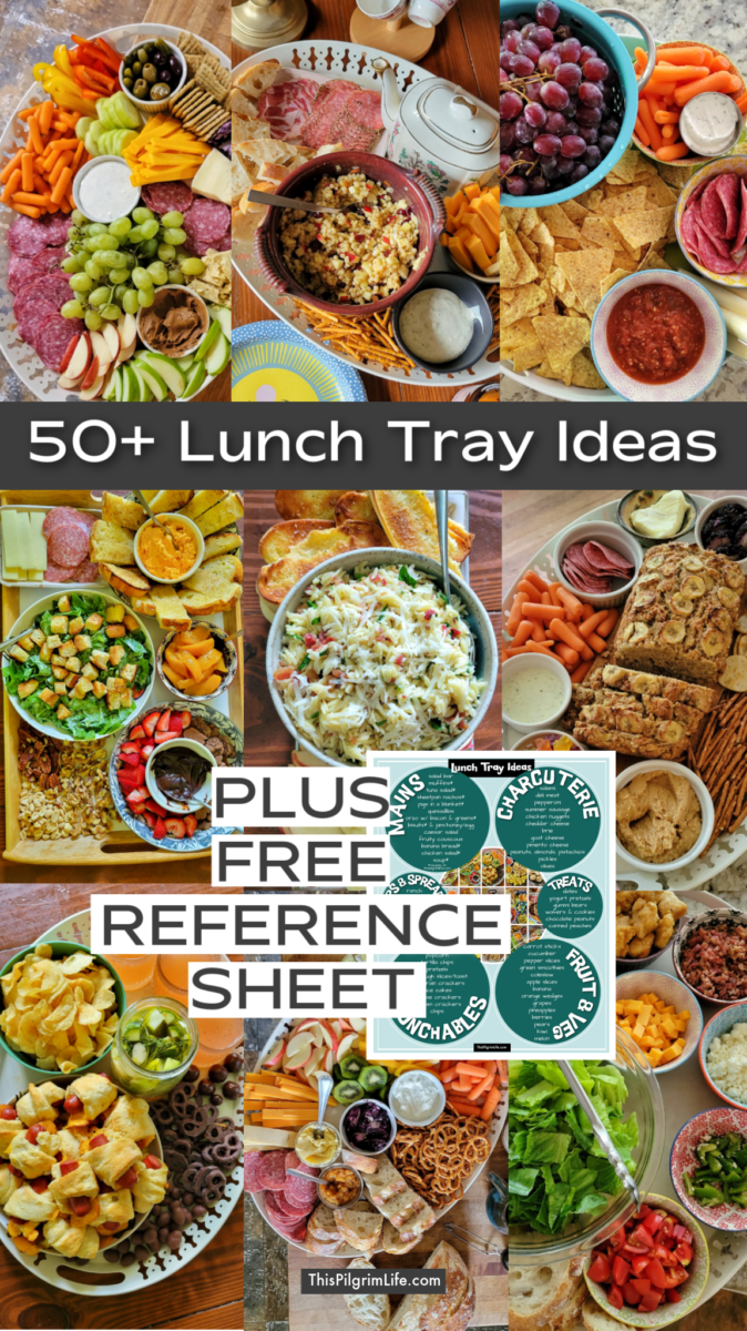 This method of serving lunch is a favorite for quick and easy lunches with endless variations! Here are more than 50 of our regular additions to lunch trays, along with a printable reference sheet to help you with ideas when you're putting together your tray.