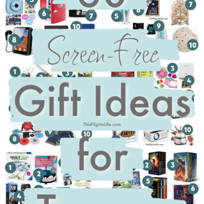 Sixty screen-free gift ideas for tweens, from gifts they're growing into, to gift to use with their friends, gifts that will get them outside, gifts that will encourage learning (shhh!), and more!